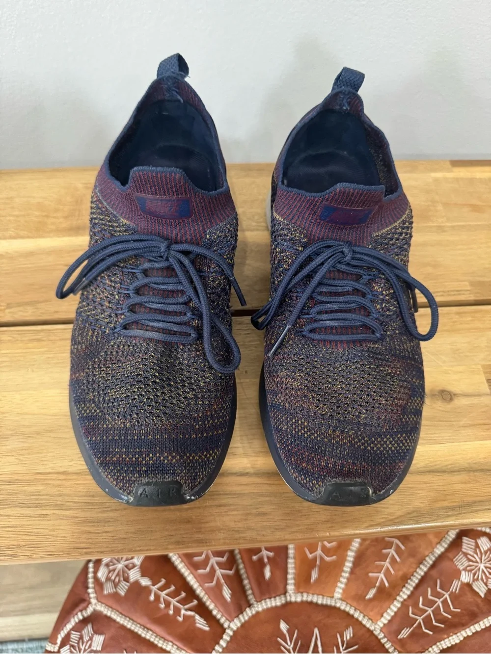 Nike Men's Flyknit Lace-Up Sneakers - Navy/Burgundy/Gold